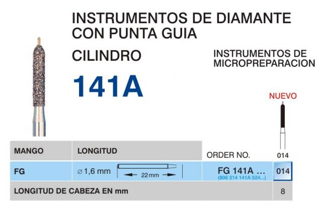 Instrumentos de diamante con punta gua. Cilindro