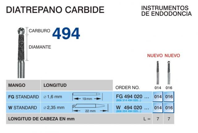 Instrumentos de endodoncia. Diatrepano Carbide