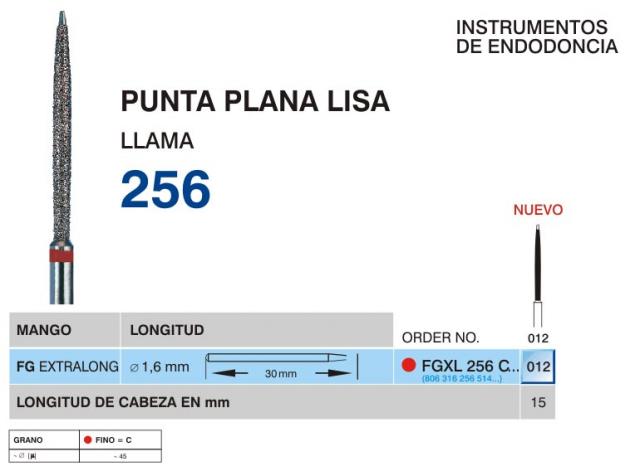 Instrumentos de endodoncia. Punta plana lisa llama